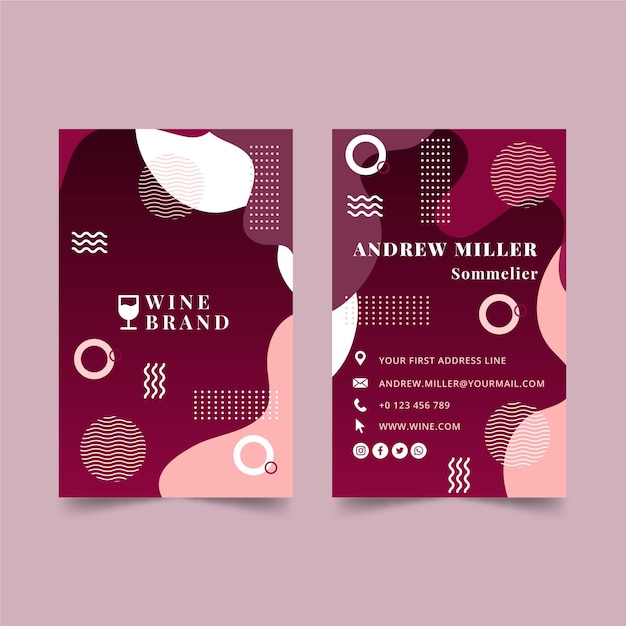 Vector wine vertical business card