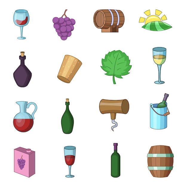 Wine yard icons set