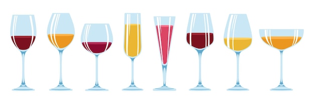 Wineglass different types glass set glasses for light red white sparkling wine champagne beverages