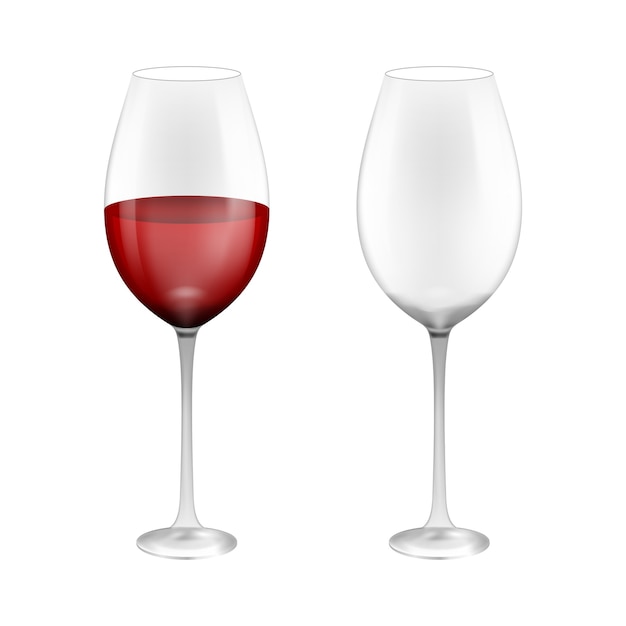 Wineglass with red wine. Illustration isolated on background. 