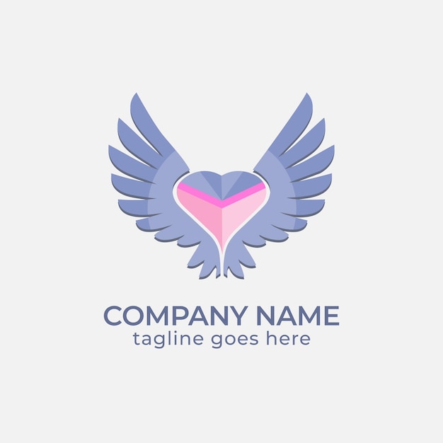 wing diamond love logo design