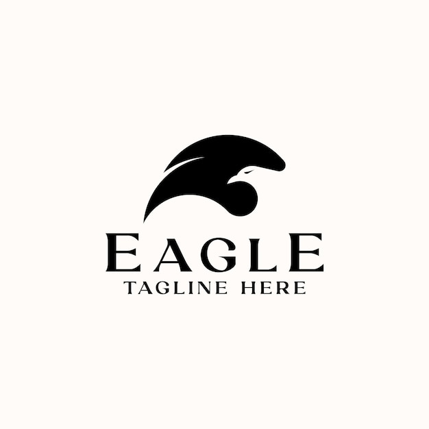 Wing Eagle Head Negative Space Logo Template Isolated