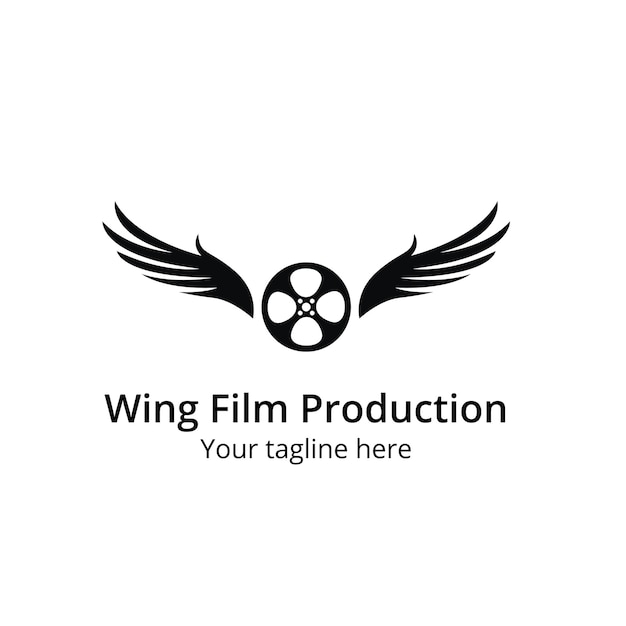 Wing film logo template design vector icon illustration