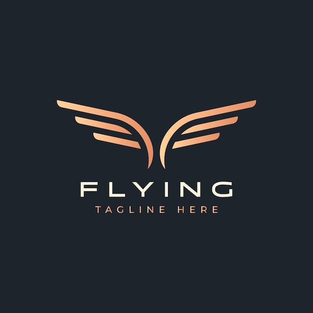 Wing Fly Shape Abstract Premium Simple and Elegant Logo Badge. Military, Sport, Airlines, Freedom.