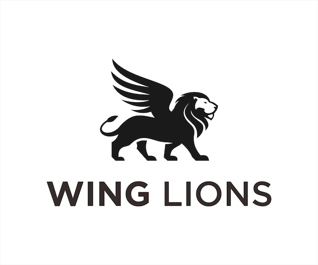 wing lion logo or lion vector