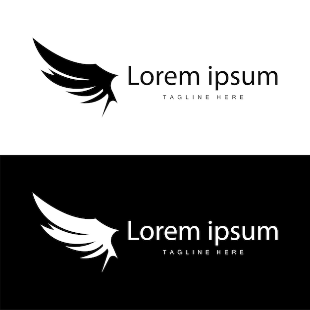 Wing logo black silhouette design simple minimalist bird wings vector illustration template