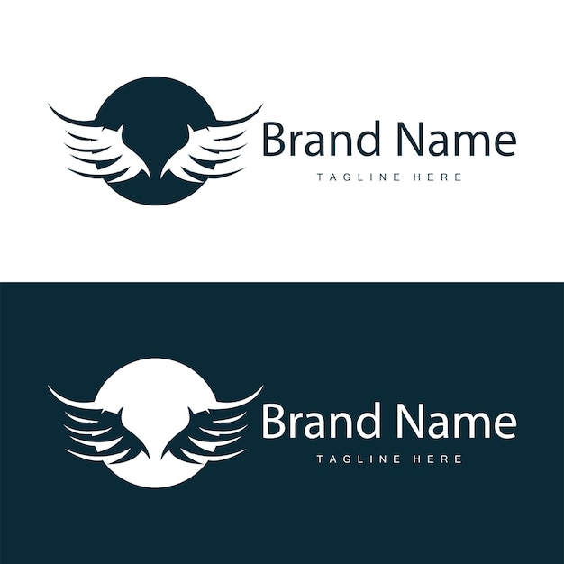 Wing logo black silhouette design simple minimalist bird wings vector illustration template