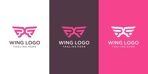 Wing logo design with modern creative concept Premium Vector