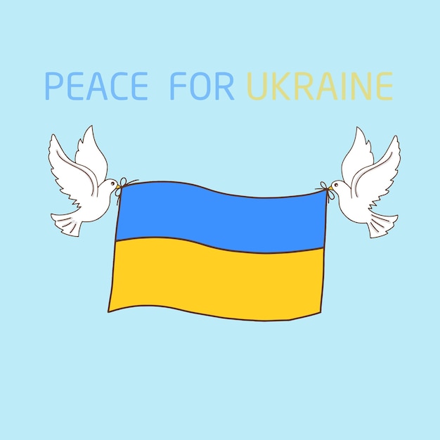 Winged bird fly with Ukraine flag peace symbol and no war concept