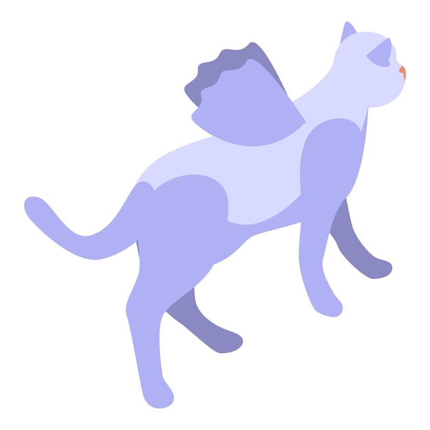 Vector winged cat walking isometric view with blue fur