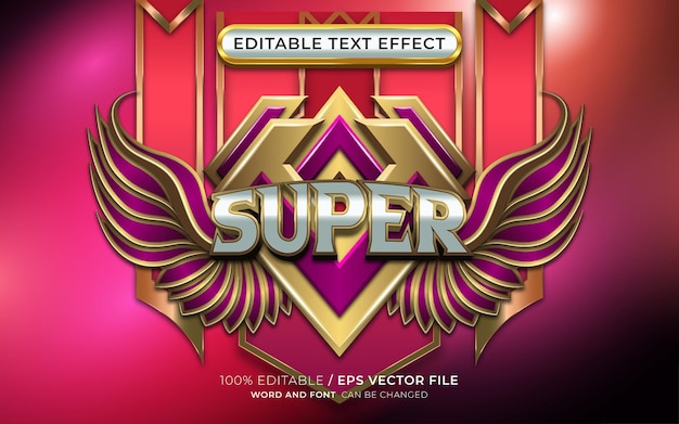 Winged Emblem with Editable Super Text Effect