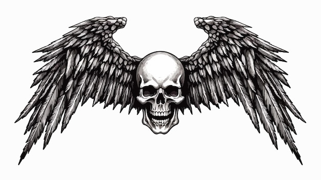 Vector winged skull graphic illustration