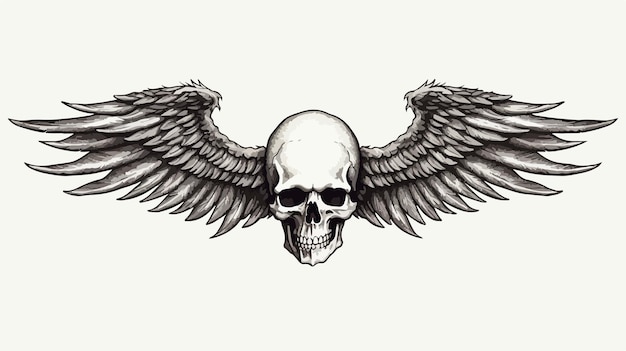 Vector winged skull graphic illustration