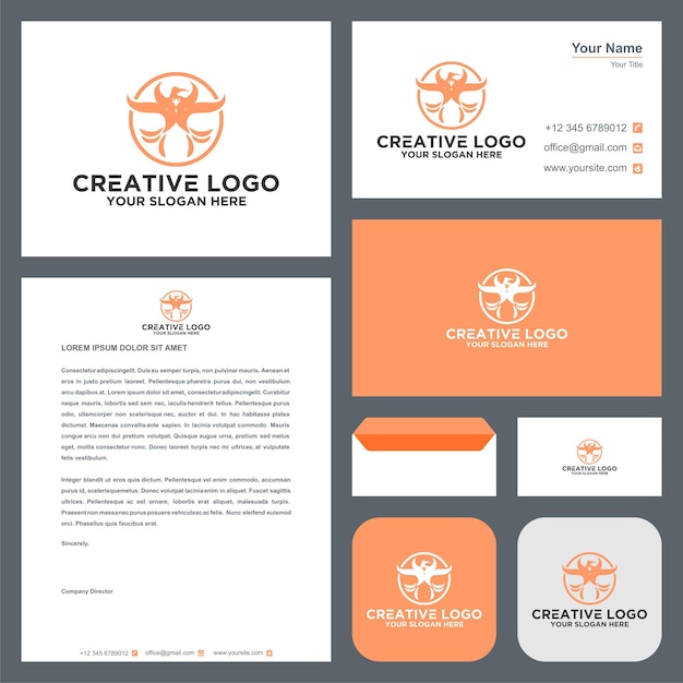 Wings abstract logo and business card