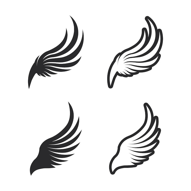 Wings black icons vector set Modern minimalistic design