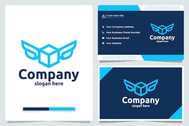 Wings box logistic logo design and business card