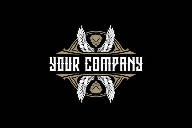 Wings brewery logo vintage Premium Vector