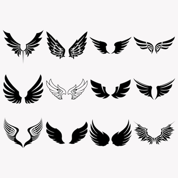 wings icon set vector