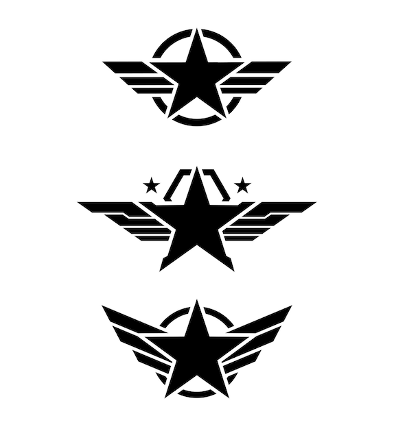 Wings star logo design Army logo template Military logo concept