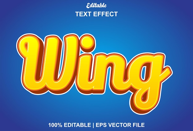 Wings text effect with orange color editable