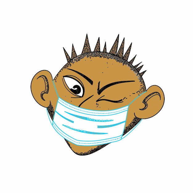 Winking Asian in a medical mask