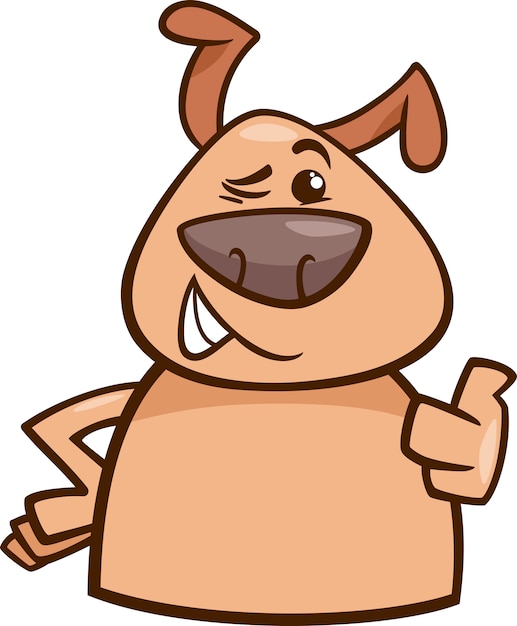 Winking dog cartoon illustration