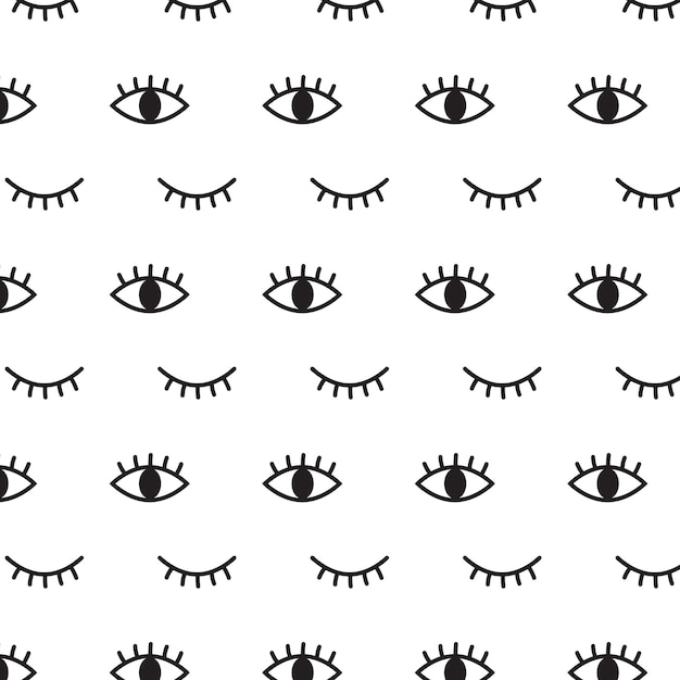 Winking Eyes Cartoon Pattern Background Vector Illustration