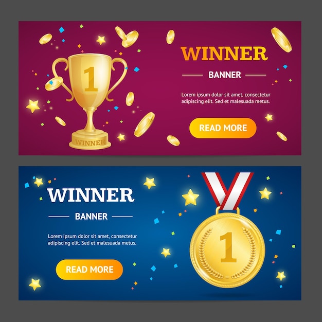 Winner Banner Horizontal Set Vector