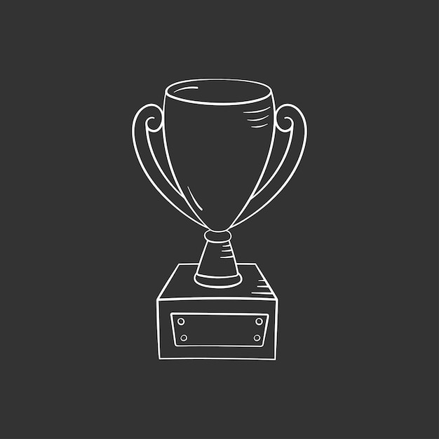 Winner cup in doodle style vector illustration Award for first place in sports game