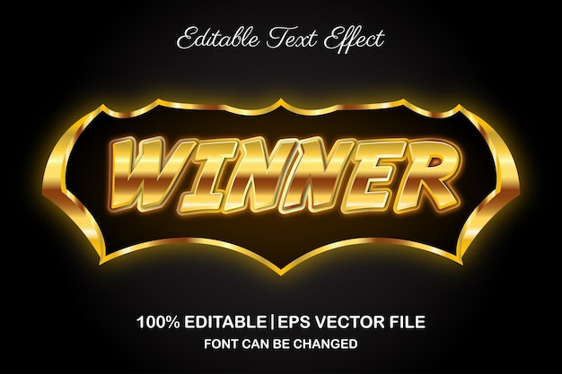 Winner gaming editable text effect 3d style