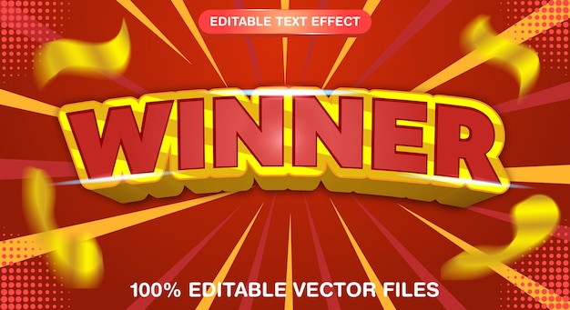 The winner gold shiny 3d editable text effect template