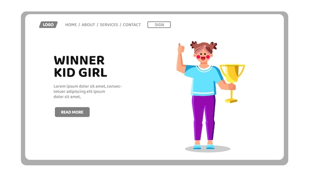 Winner kid girl vector