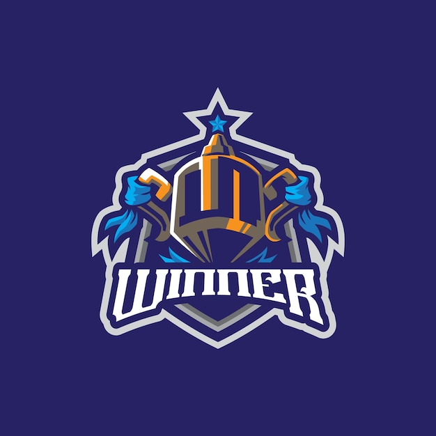 Winner mascot logo design vector with modern illustration concept style for badge emblem and t shirt printing Winner trophy illustration for sport and esport team