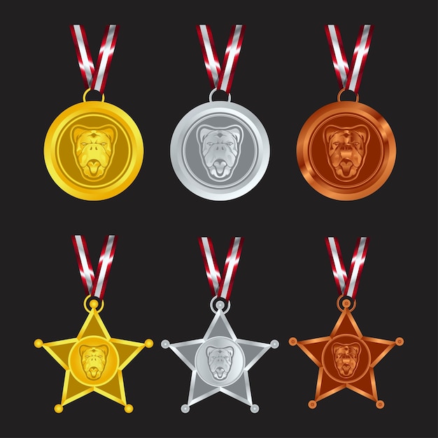 Winner medal, dog illustration design