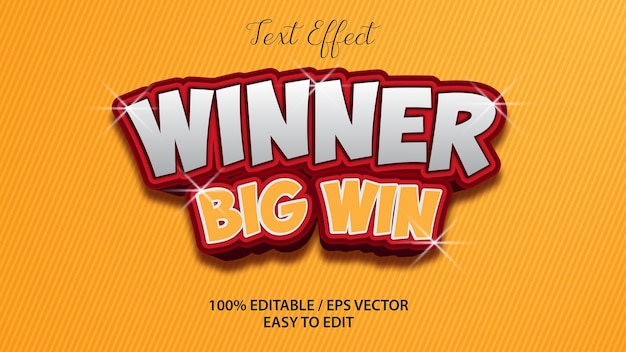 Winner text effect Premium Vector