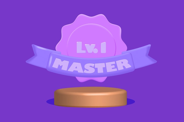 The winners badge is master level one on the podium in a trending color vector