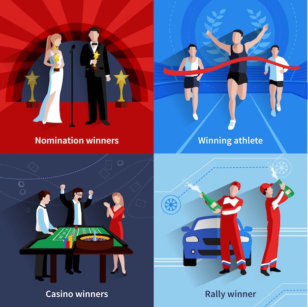  Winning and awards icons set 