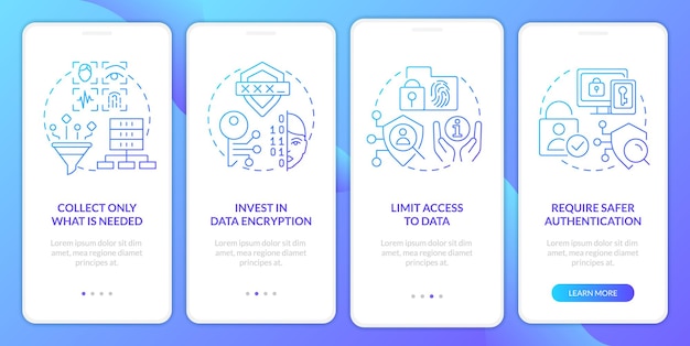 Winning customer trust blue gradient onboarding mobile app screen