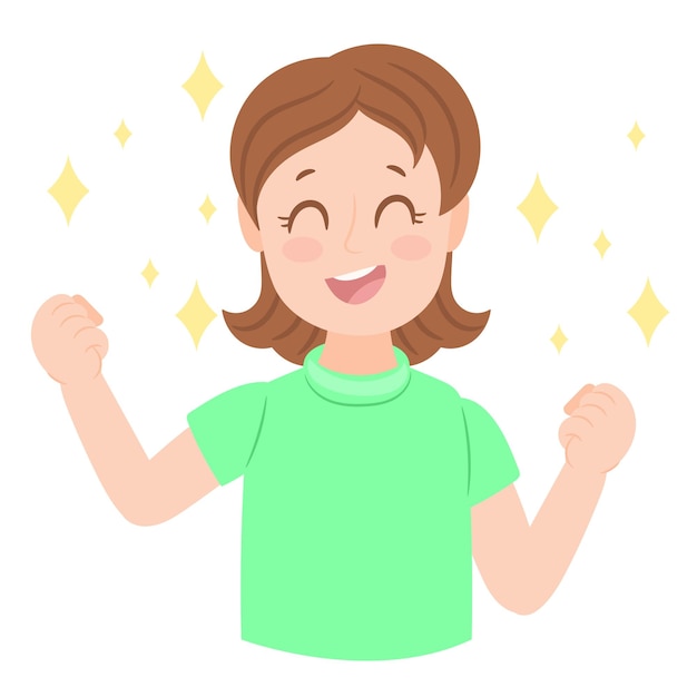 Winning gesture of happy confident woman expressing positive emotion