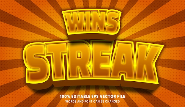 Wins streak 3d editable text style effect