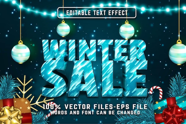 Winter 3d editable Text Effect Premium Vectors