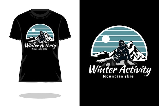 Winter activity retro t shirt design