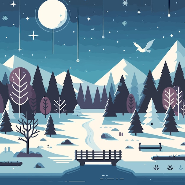 Winter background flat vector illustration