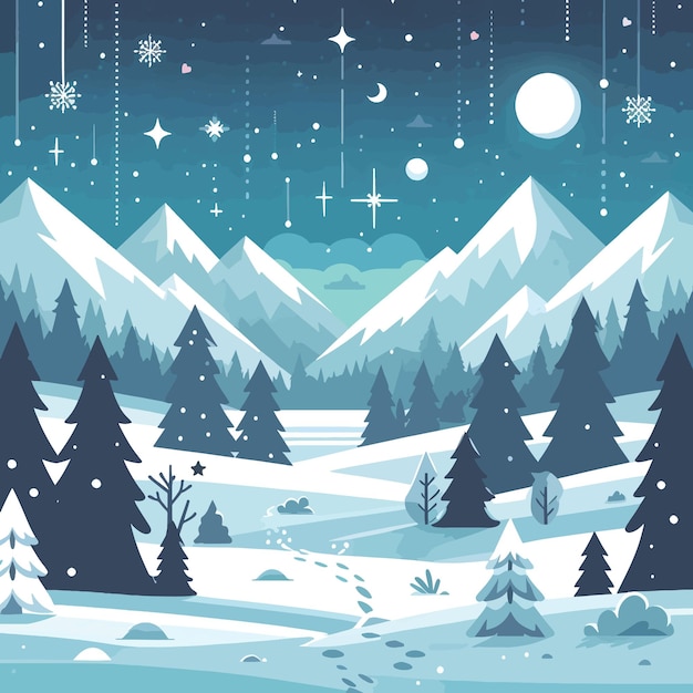 Winter background flat vector illustration