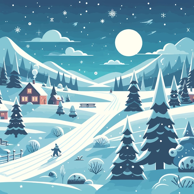 Winter background flat vector illustration