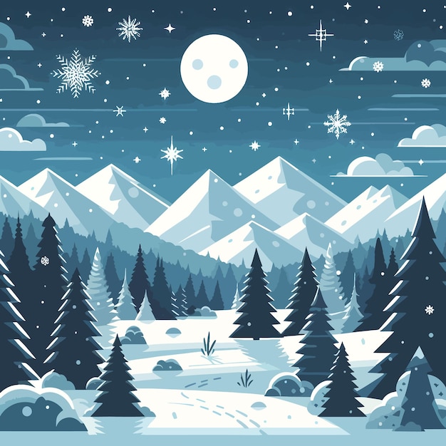 Winter background flat vector illustration