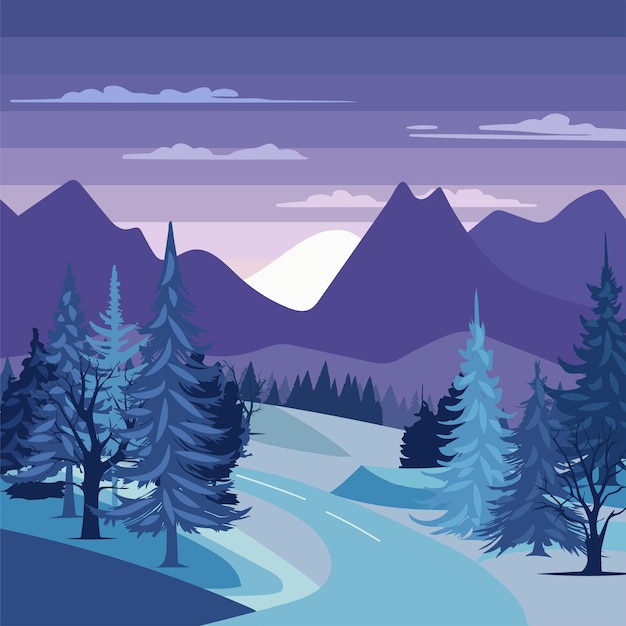 Winter background square composition Square post winter landscape Winter view background Vector