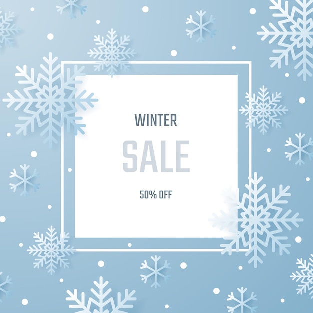 Winter background vector design, snowflake