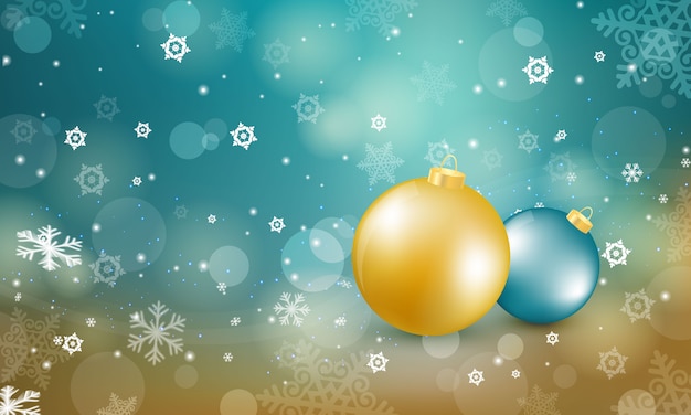 Winter background with christmas decor and snowflakes