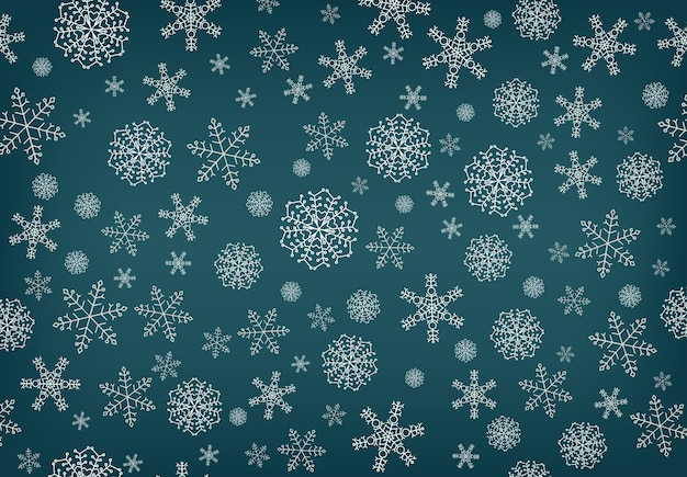 Winter background with falling snow and snowflakes. Merry Christmas and Happy New Year background. Vector illustration.